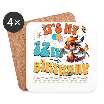 Dragon 12e anniversaire Dragon - Dessous de verre (lot de 4) - blanc - Devant