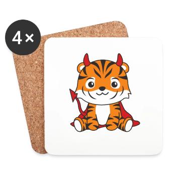 Tiger Happy Halloween Teufel Kostüm - Untersetzer (4er-Set) - Weiß - Vorne