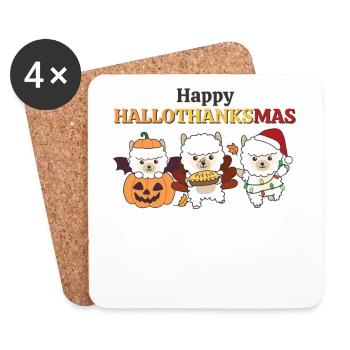 Joyeux Hallothanksmas Alpaga Alpaga de Noël - Dessous de verre (lot de 4) - blanc - Devant