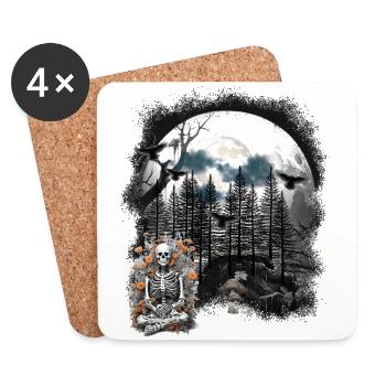 Halloween Squelette Forêt Fantôme Fantôme Fantôme - Dessous de verre (lot de 4) - blanc - Devant