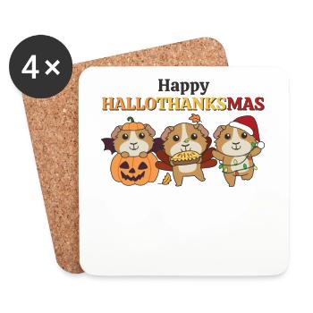 Joyeux Noël Hallothanksmas Cochon d’Inde - Dessous de verre (lot de 4) - blanc - Devant