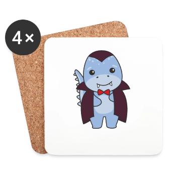 Dino Happy Halloween Costume de vampire mignon - Dessous de verre (lot de 4) - blanc - Devant