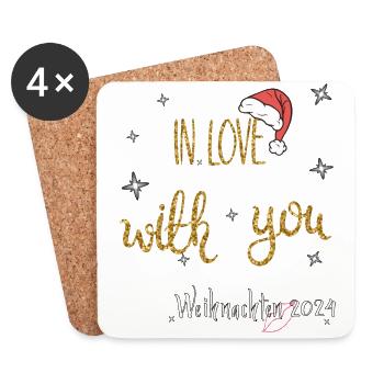 Weihnachten in Love - Untersetzer (4er-Set) - Weiß - Vorne