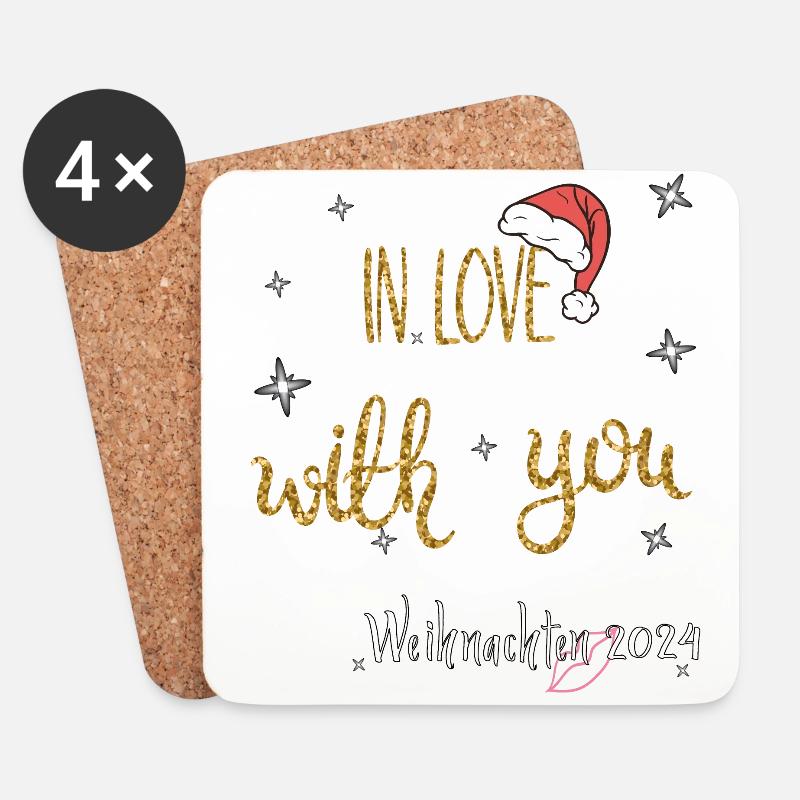 Weihnachten in Love - Untersetzer (4er-Set) - Weiß
