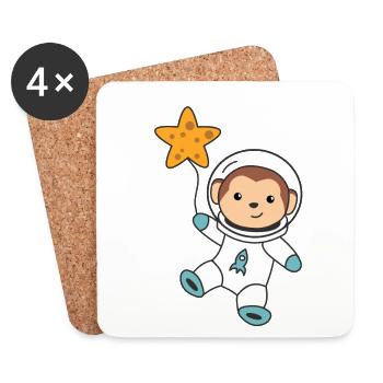 Cute Space Monkey Astronauts Universe - Coasters (set of 4) - white - Front