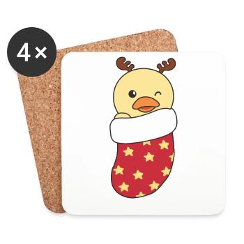 Cute ducks in Christmas sock for Christmas duck - Coasters (set of 4) - white - Front