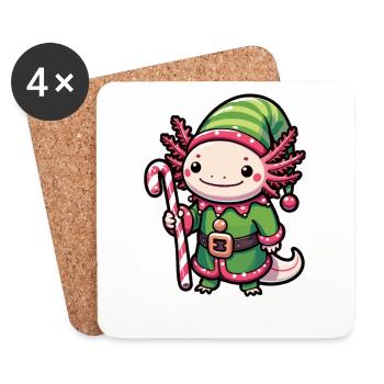 Axolotl Joyeux Noël Elfe d’hiver Axolotl - Dessous de verre (lot de 4) - blanc - Devant