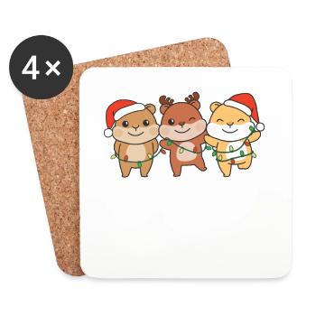 Hamster Noël Hiver Animaux Hamster - Dessous de verre (lot de 4) - blanc - Devant