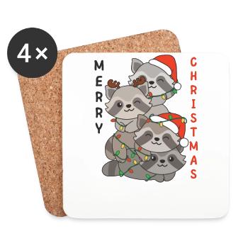 Raccoon Christmas Tree Christmas Raccoon - Coasters (set of 4) - white - Front