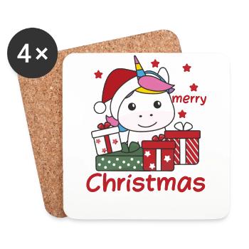 Licorne Cadeau de Noël Animaux d’hiver Licorne - Dessous de verre (lot de 4) - blanc - Devant