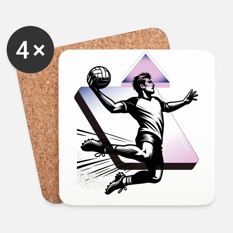 Handball Handballer - Untersetzer (4er-Set) - Weiß