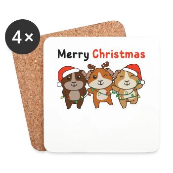 Guinea Pig Christmas Winter Animals - Coasters (set of 4) - white - Front
