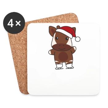 Okapi Christmas Skating Okapis - Coasters (set of 4) - white - Front