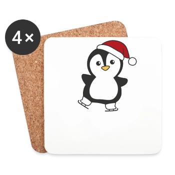 Pingouin Noël Patinage sur glace Pingouins - Dessous de verre (lot de 4) - blanc - Devant