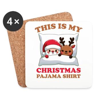 Santa Claus Reindeer Christmas Pajamas - Coasters (set of 4) - white - Front