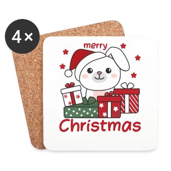 Lapin Cadeau de Noël Animaux d’hiver Lapin - Dessous de verre (lot de 4) - blanc - Devant