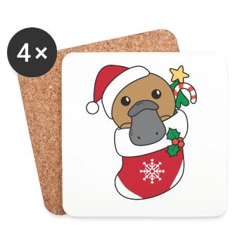 Platypus Christmas Snow Winter Animals - Coasters (set of 4) - white - Front
