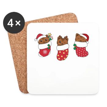 Süße Katzen in Weihnachtssocke zu Weihnachten - Untersetzer (4er-Set) - Weiß - Vorne