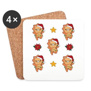 Triceratops Weihnachten Winter Tiere Dinos - Untersetzer (4er-Set) - Weiß - Vorne