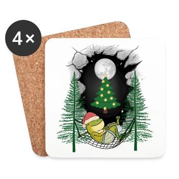 Santa Frog Christmas Chilling Santa Xmas - Coasters (set of 4) - white - Front