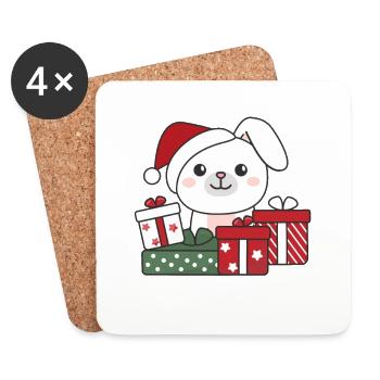 Lapin Cadeau de Noël Animaux d’hiver Lapin - Dessous de verre (lot de 4) - blanc - Devant