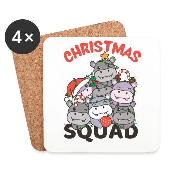 Hippo Weihnachtsbaum Christmas Squad Hippos - Untersetzer (4er-Set) - Weiß - Vorne