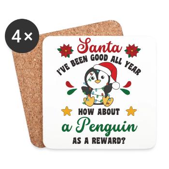 Ich will ein Pinguin zu Weihnachten süße Pinguine - Untersetzer (4er-Set) - Weiß - Vorne