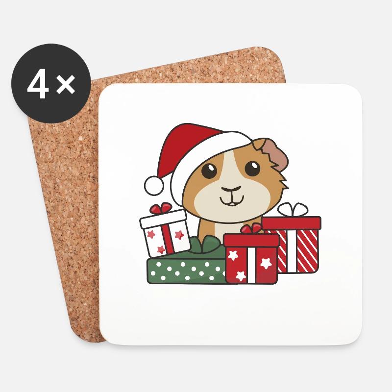 Meerschweinchen Weihnachten Geschenk Winter Tiere - Untersetzer (4er-Set) - Weiß