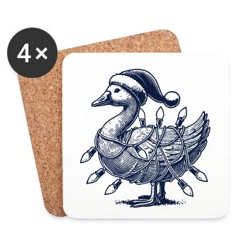 Weihnachten Lustiger Tollpatsch Gans - Untersetzer (4er-Set) - Weiß - Vorne
