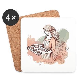 Cuisiner avec amour Flair nostalgique - Dessous de verre (lot de 4) - blanc - Devant