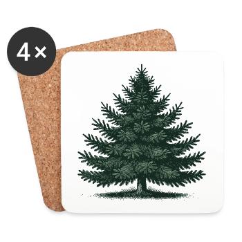 Weihnachten Tannenbaum Illustration - Untersetzer (4er-Set) - Weiß - Vorne