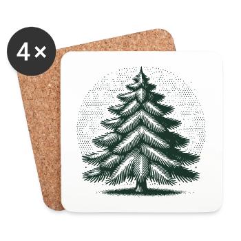 Weihnachtlicher Tannenbaum Illustration - Untersetzer (4er-Set) - Weiß - Vorne