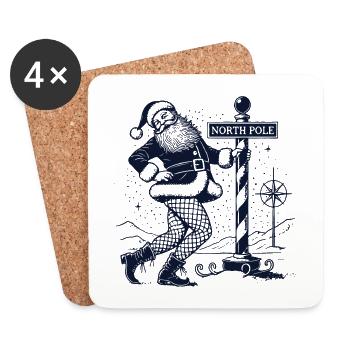 Funny Christmas Pole Dance at the North Pole Fun - Coasters (set of 4) - white - Front