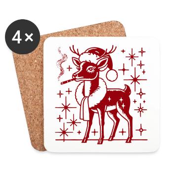 Weihnachtliches Rentier Mama - Untersetzer (4er-Set) - Weiß - Vorne