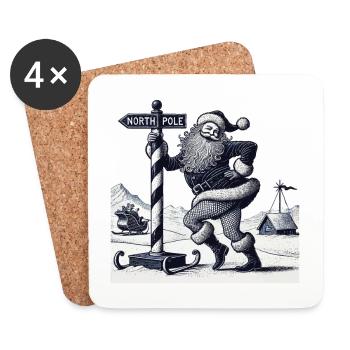 Drôle Père Noël Pole Dance Noël - Dessous de verre (lot de 4) - blanc - Devant
