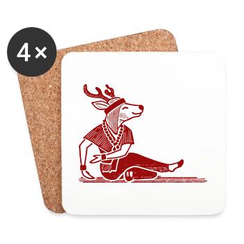Yoga Reindeer Funny Christmas Design - Coasters (set of 4) - white - Front