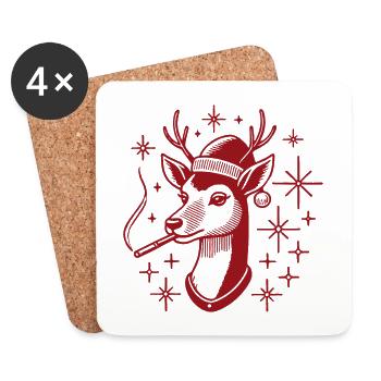 Cooles Rentier Mama Weihnachten Illustration - Untersetzer (4er-Set) - Weiß - Vorne