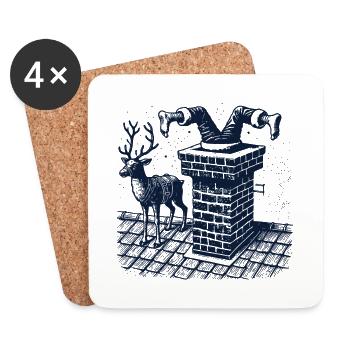 Le joyeux Noël est dans la cheminée - Dessous de verre (lot de 4) - blanc - Devant