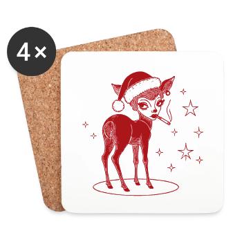 Rentier Tante Weihnachten Stilvoll Lustig - Untersetzer (4er-Set) - Weiß - Vorne