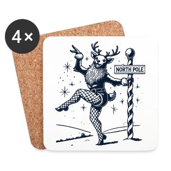Funny Pole Dance Reindeer Christmas - Coasters (set of 4) - white - Front