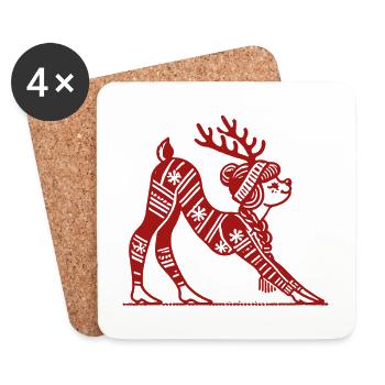 weYoga Reindeer for Christmas Relaxation - Coasters (set of 4) - white - Front
