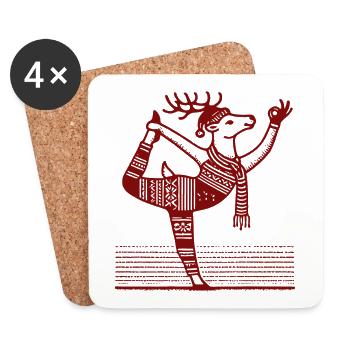 Funny Yoga Reindeer for Christmas - Coasters (set of 4) - white - Front