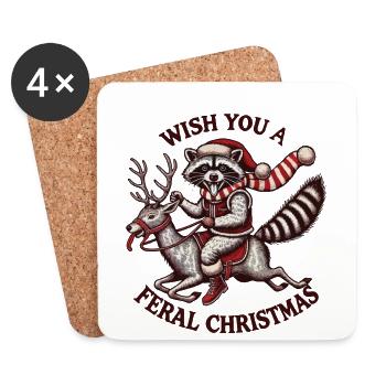 Wish you a wild Christmas - Coasters (set of 4) - white - Front
