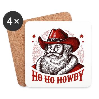Noël Western Joy Ho Ho Howdy Santa - Dessous de verre (lot de 4) - blanc - Devant