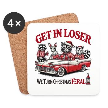We Turn Christmas Feral - Lustige Weihnachtsmotive - Untersetzer (4er-Set) - Weiß - Vorne