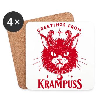 Salutations du chat mystique Krampus Krampus - Dessous de verre (lot de 4) - blanc - Devant