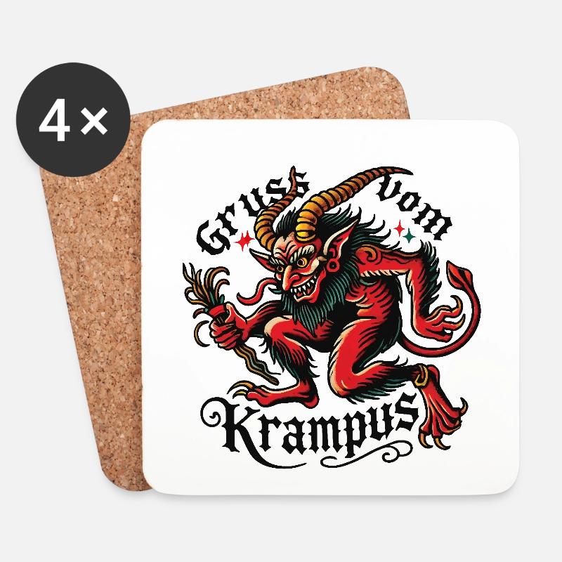 Gruss Vom Krampus Mystischer Nikolaus Begleiter - Untersetzer (4er-Set) - Weiß
