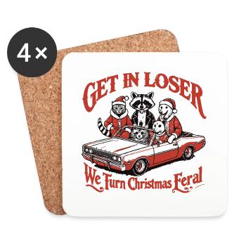 Get In Loser Noël se déchaîne - Dessous de verre (lot de 4) - blanc - Devant