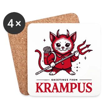 Greetings from Krampus Cat Funny Christmas Design - Coasters (set of 4) - white - Front