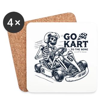 Karting à l’os style vintage - Dessous de verre (lot de 4) - blanc - Devant